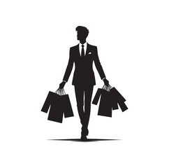 man carrying bags,shopping, silhouette vector illustration 