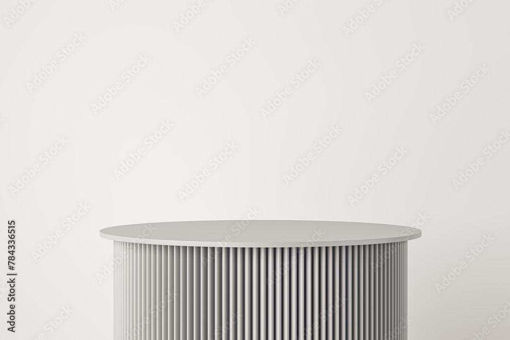Poster Empty classic pedestal on light background with mock up place. Product placement and ad concept. 3D Rendering.