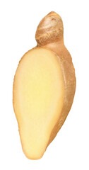 Fresh ginger slices isolated, transparent PNG, PNG format, cut out