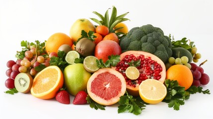 Diverse Fresh Fruits Collection on White Backdrop