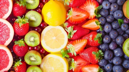Naklejka na ściany i meble Assorted Fresh Colorful Fruits Background