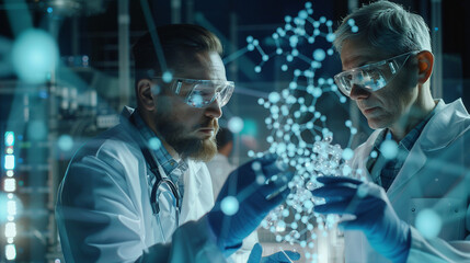 scientists discussing newly investigated molecular structures