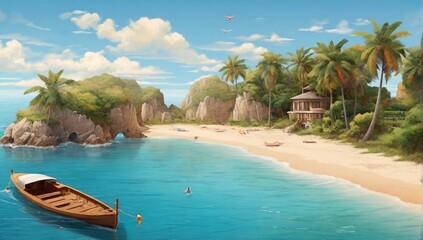 Naklejka premium Travel and Summer and Beach Wallpapers 