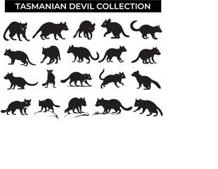 Fototapeta premium Collection of Tasmanian Devil Silhouettes