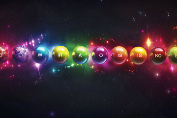 Captivating Rendition of Noble Gases From The Periodic Table Positioned in Outer Space - obrazy, fototapety, plakaty