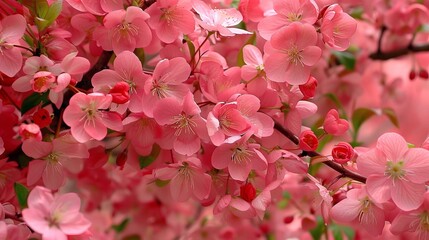 
In the vibrant season of spring, picture a flowering tree adorned with pink blooms. Each delicate petal bursts forth in radiant color