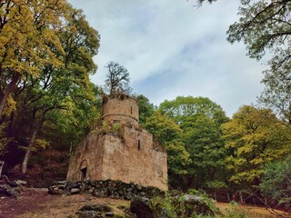 Scenic shot of the Aghavnavank Monastery in Tavush, Armenia under the cloudy sky