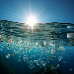 Marine pollution, plastic bottles under the sea