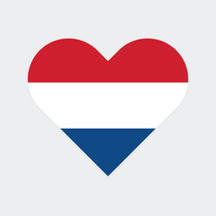 Netherlands national flag vector illustration. Netherlands Heart flag. 
