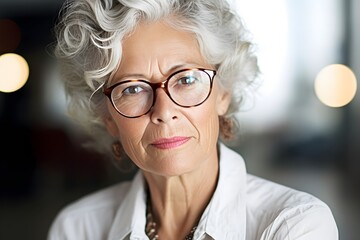 Older woman working in the office