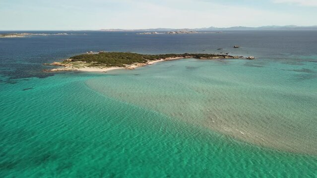 Drone flies over Grande sperone beach in Corsica
