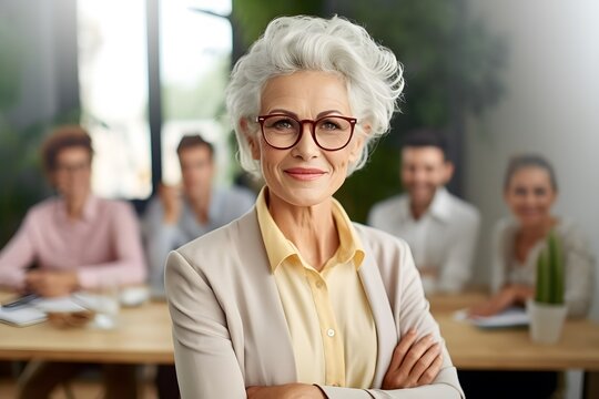 Older woman working in the office