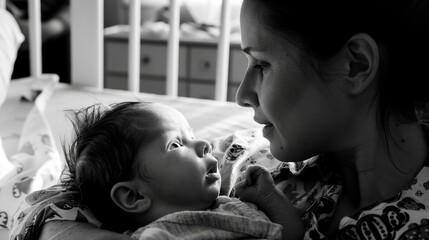 In the quiet of the delivery room, a mother whispers to her baby boy, a lullaby of joy and promises for the future.