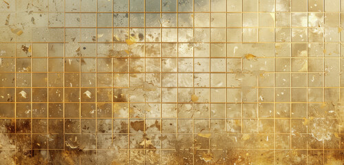 Shimmering golden squares with a blurred, glowing effect. - obrazy, fototapety, plakaty