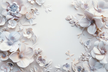 AI generated illustration of a 3D floral frame design on a white background