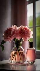 Perfume flowers roze gold. genarte by ai 