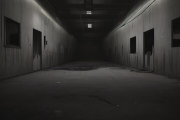 AI-generated illustration of An empty dark room - obrazy, fototapety, plakaty