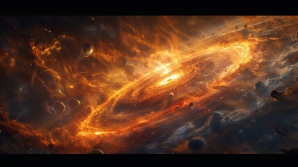 A breathtaking image of a vast fiery nebula, depicting the beauty and fury of space.