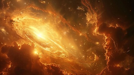 A breathtaking image of a vast fiery nebula, depicting the beauty and fury of space. - obrazy, fototapety, plakaty
