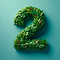 AI-generated illustration of a wreath-shaped arrangement of leaves surrounding a number "2"