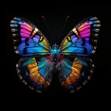AI generated illustration of a colorful butterfly with vibrant painted wings