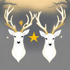 Golden deer on a dark background 