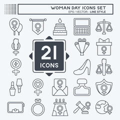 Icon Set Woman Day. related to Women Justice symbol. line style. simple design illustration