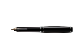 black fountain pen Placed.Isolated on transparent background.