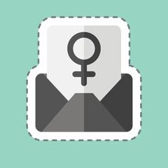 Sticker line cut Mail. related to Woman Day symbol. simple design illustration