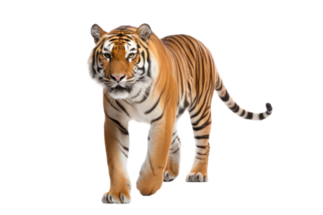 Bengal tiger walking.Isolated on transparent background.