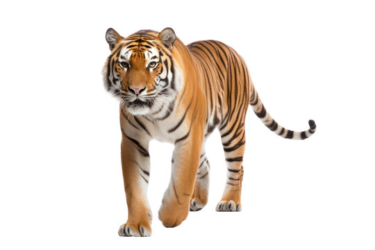 Bengal tiger walking.Isolated on transparent background.