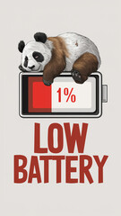 A vivid illustration features a visibly worn-out panda adorably sprawled atop a battery icon, which...