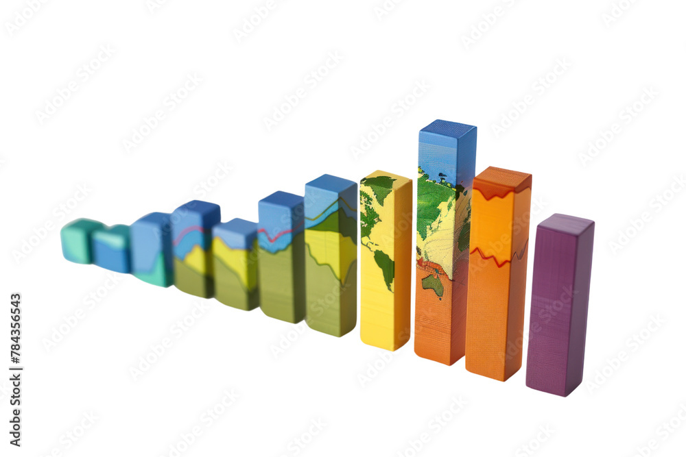 Poster Bar chart showing the proportion of investment in various industries.Isolated on a transparent background.