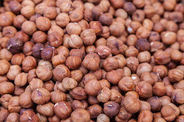 Hazelnut hazelnuts are sold at the market - 784358563