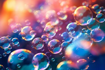 AI generated illustration of soap bubbles floating on a vibrant background