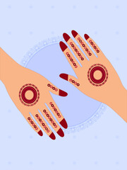 Floral Henna Mehndi Vector Hand Illustration Design, Henna Hands Vector, henna hands Mehndi hands template banner background design