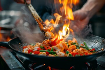 Global cuisine, chef preparing a meal, gourmet food