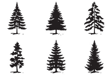 set of christmas trees