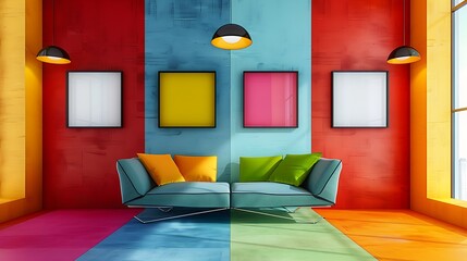 Colorful modern art gallery