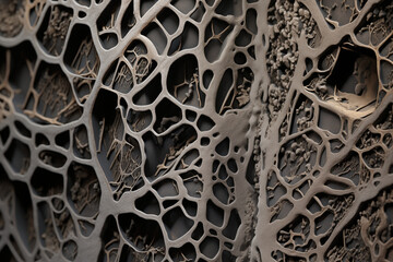 An intricate close-up showcasing a natural, labyrinthine pattern of bone or coral-like structures. - obrazy, fototapety, plakaty