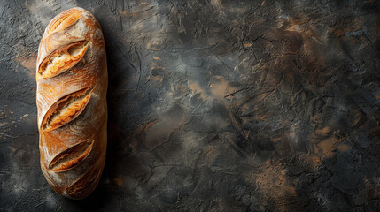 Artisan Golden-Brown Loaf on a Rustic Dark Background. AI Generated Image