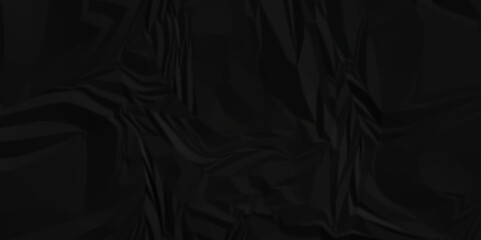 Dark black crumple paper wrinkled poster template ,blank glued creased paper texture background. black paper crumpled backdrop background. used for cardboard. - obrazy, fototapety, plakaty