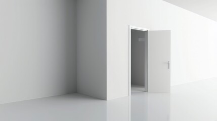 Creative minimal paper idea. Concept white door with white background. 3d render, 3d illustration.
