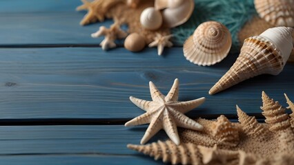 Fototapeta na wymiar seashells and starfish, ai generated