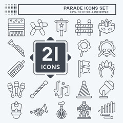Naklejka premium Icon Set Parade. related to Festival symbol. line style. simple design illustration