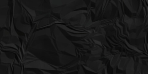 Dark black crumple paper wrinkled poster template ,blank glued creased paper texture background. black paper crumpled backdrop background. used for cardboard. - obrazy, fototapety, plakaty
