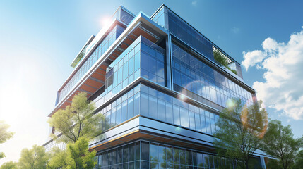 modern office building with green plants eco friendly architecture design concept 