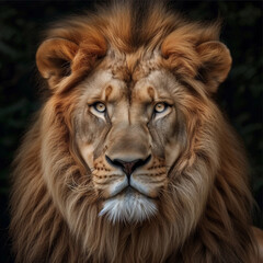 AI generated illustration of a lion in the zoo.
