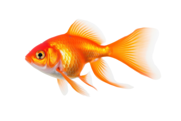 A single colorful goldfish swimming.Isolated on transparent background.