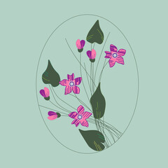 postcard, retro, violet, plant, spring, botanical, congratulations,